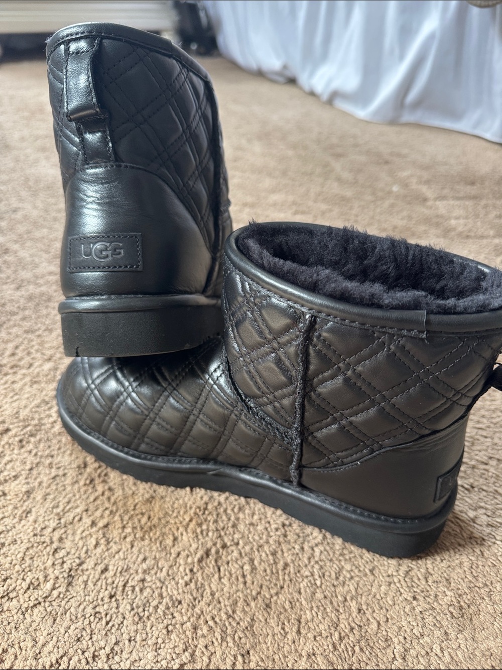 UGG Quilted Short Ankle Boots in Black